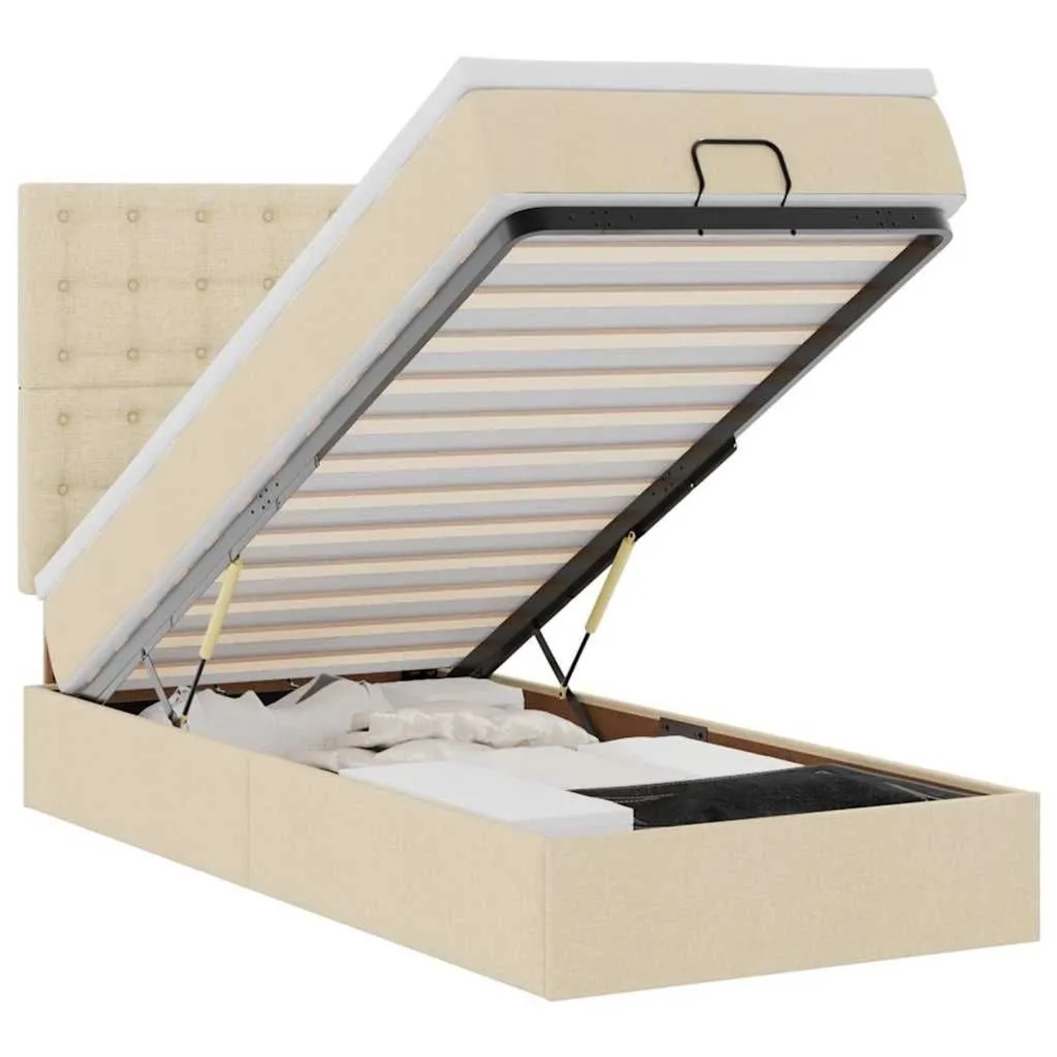 Thumbnail - vidaXL Ottoman-Bett mit Matratze & LEDs Creme 90x190 cm Stoff 3314139