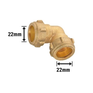 Klemmring-Winkel aus Messing, 52 mm, 90 Grad, für Trinkwasser-, Heizungs- und Solaranlagen.