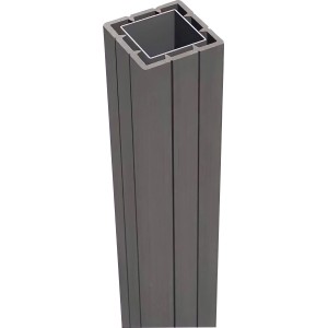 WPC-Pfosten, hellgrau, mit Kappe und Pfostenanker für Zaunbau & Sichtschutz.