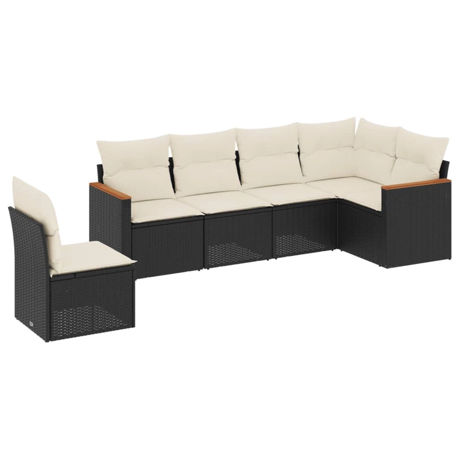 vidaXL 6-Tlg Garten-Sofagarnitur mit Kissen Schwarz Poly Rattan 3258416