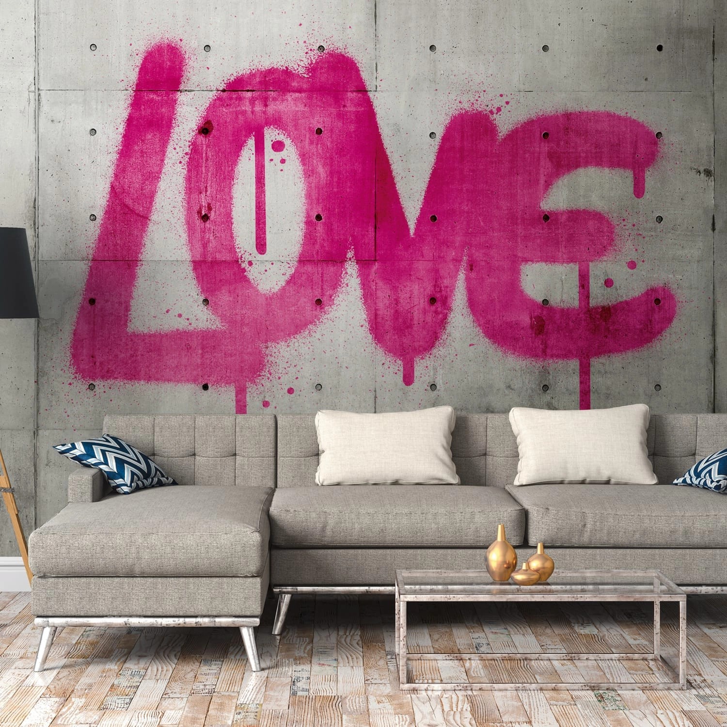 PROFHOME 382651-GU Fototapete Betonoptik Matt Grau Pink 3,71 m x 2,8 m 0,53 günstig online kaufen