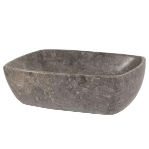 Rechteckiges MCW Marmor-Waschbecken M77 aus grauem Naturstein für Bad & Gäste-WC.