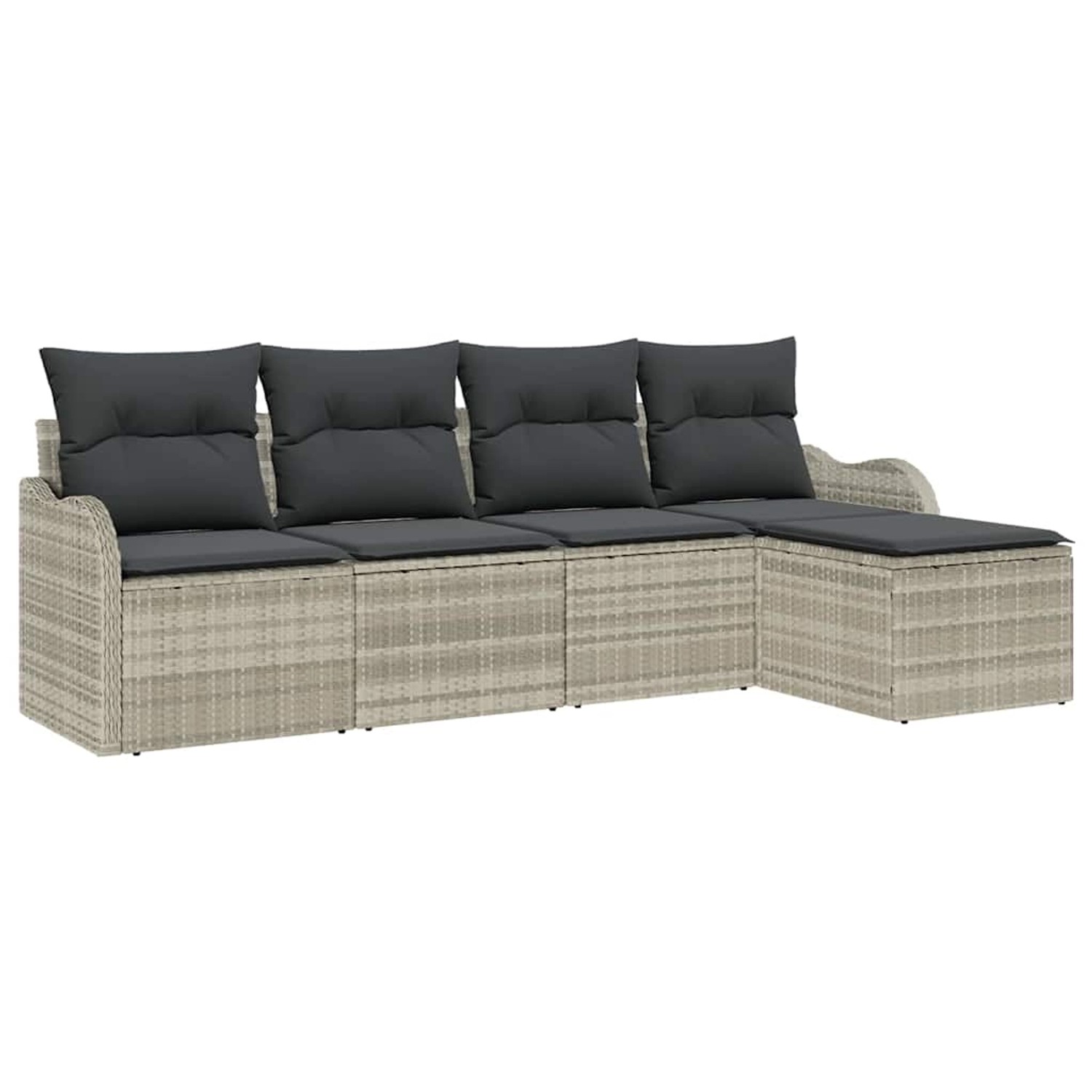 vidaXL Garten-Sofa-Set mit Kissen 5-Tlg Hellgrau Poly Rattan 3345662 günstig online kaufen