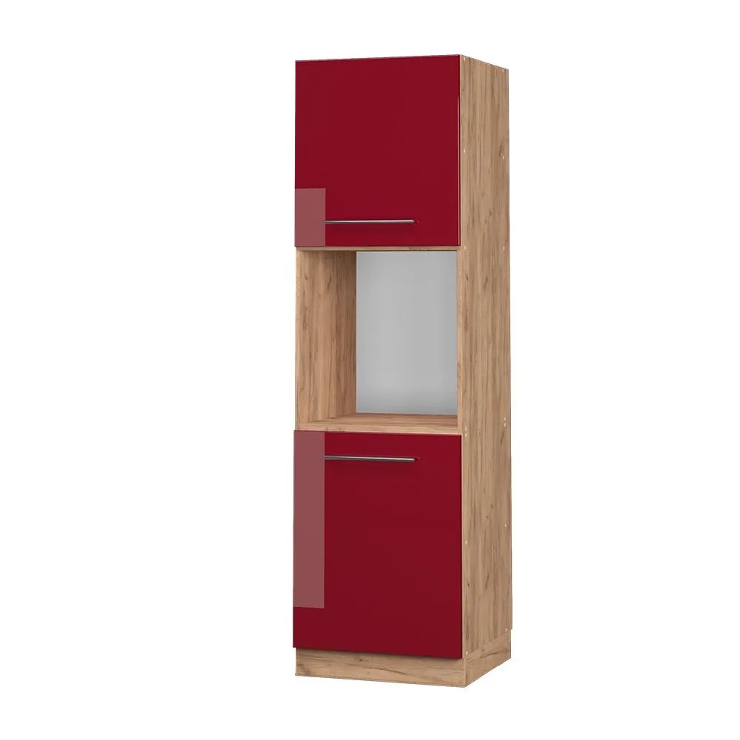 Vicco Herdumbauschrank Fame-Line Bordeaux Hochglanz Goldkraft Eiche 60 cm Offen