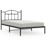 Schwarzes Metall Bettgestell 107x203 cm mit Kopfteil für Schlafzimmer.