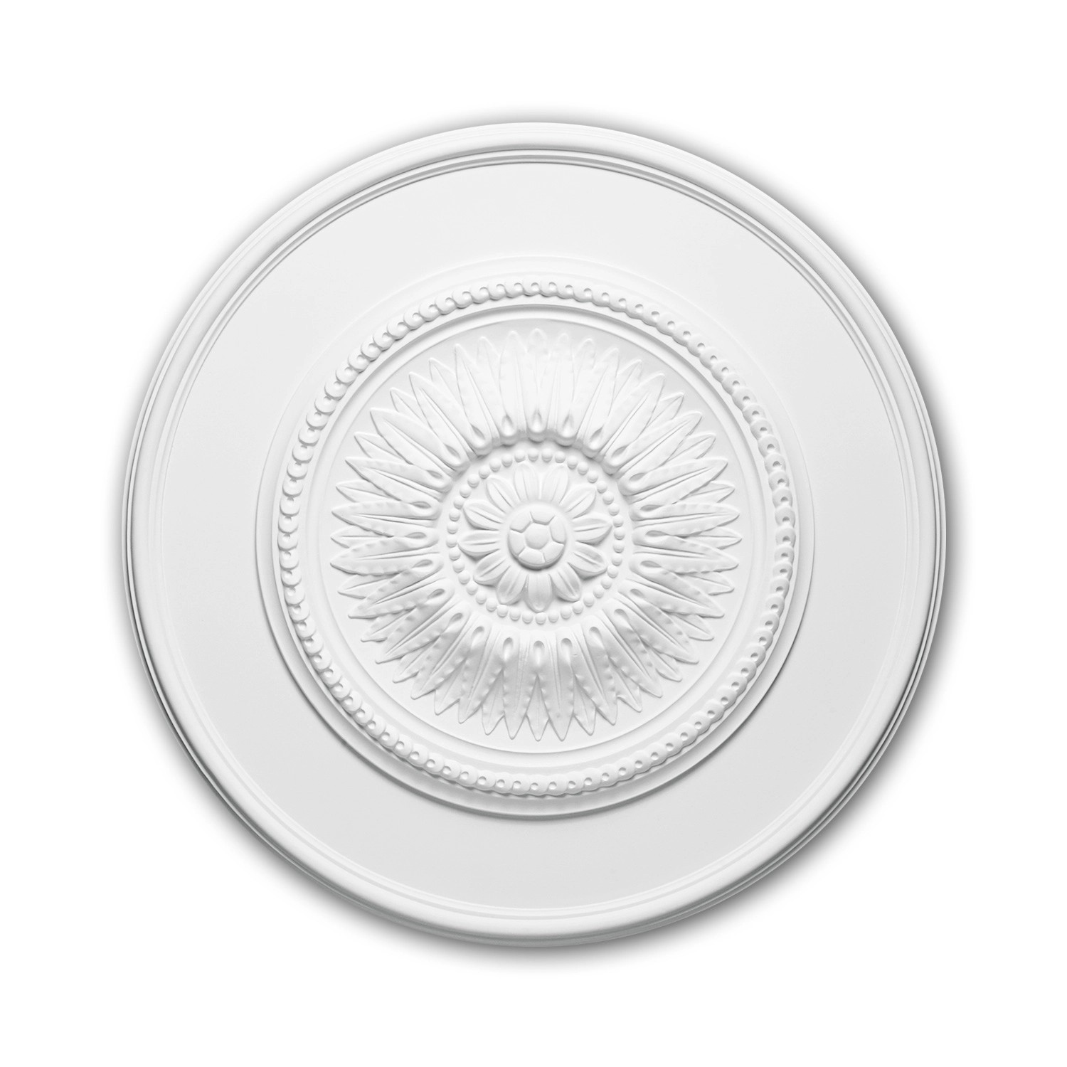 PROFHOME 156023 RoSette aus Polyurethan DeckenroSette Zierelement 59,0 cm 59,0 cm x 5,2 cm Weiß