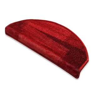 Halbrunde, rote Stufenmatte Via Veneto, 23,5x65 cm. Stufenteppich für Treppen.