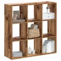 VidaXL Bücherregal in Altholz-Optik, 102x32x102 cm, Holzwerkstoff mit 9 Fächern.