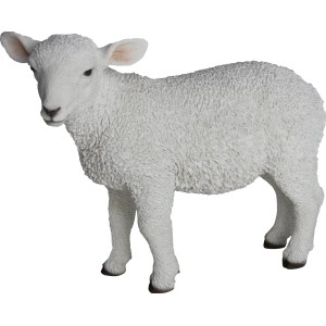 Stehendes Deko-Lamm, 23 cm, aus Polystone für die Gartendekoration.