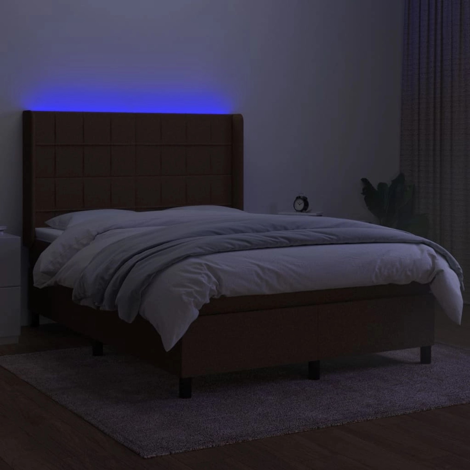 vidaXL Boxspringbett mit Matratze & LED Dunkelbraun 140x200 cm Stoff 313832 günstig online kaufen