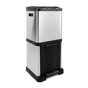 Karat Mülleimer James mit 3 Kammern (32L) aus Edelstahl für die Mülltrennung.