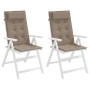 2er Set Hochlehner Auflagen in Taupe. Gartenstuhlauflagen aus Oxford-Gewebe mit Kopfpolster.