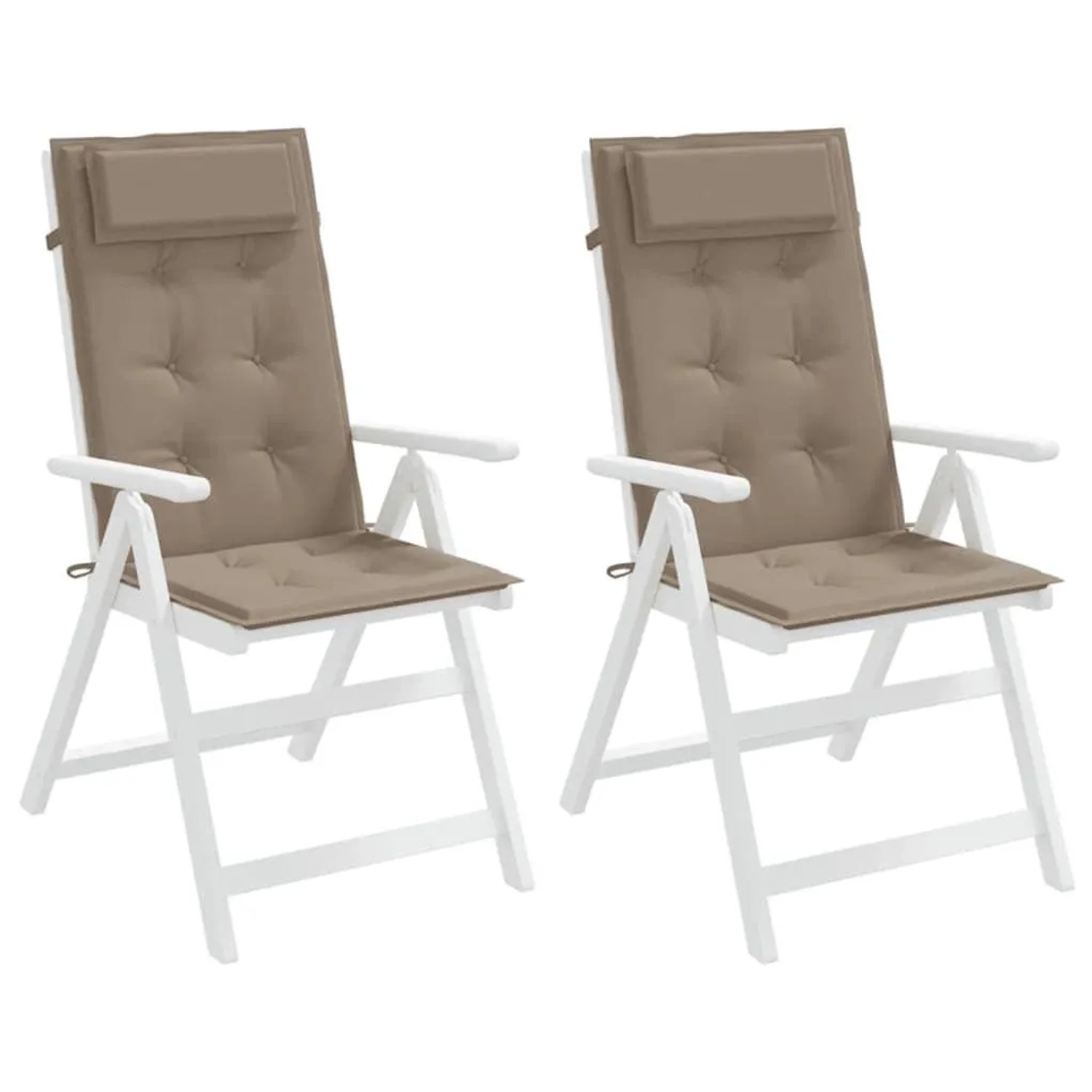 2er Set Hochlehner Auflagen in Taupe. Gartenstuhlauflagen aus Oxford-Gewebe mit Kopfpolster.