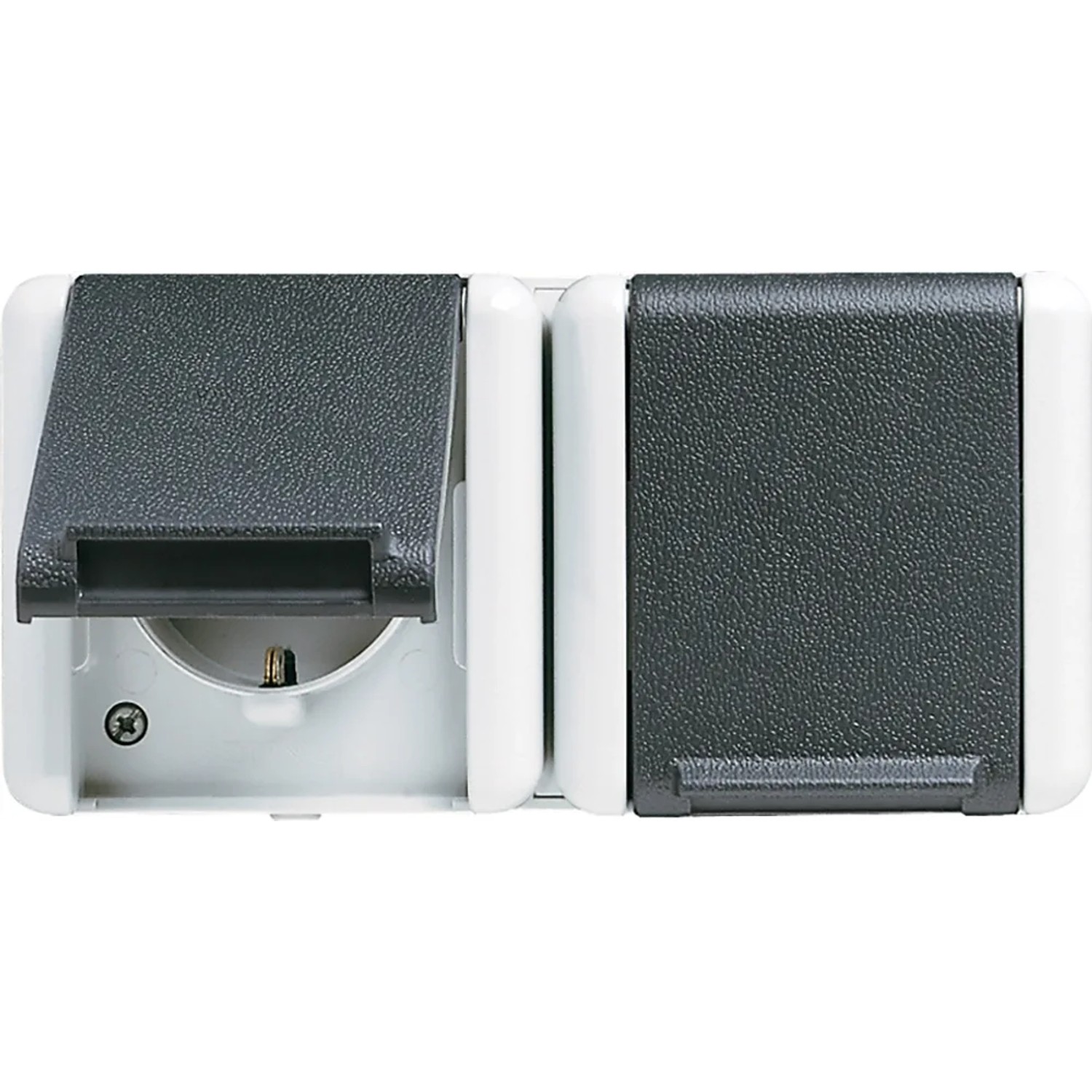 JG APWG WG 800 Schuko-Steckdose 8220W 2fach waagerecht grau/anthrazit