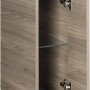 Fackelmann Bad-Hängeschrank Luxor in Steinesche, 20 cm breit, mit offener Tür und Glasboden.