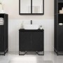 vidaXL Waschbeckenschrank in Schwarz Eichen-Optik, 60x35x60 cm. Unterschrank mit Stauraum.