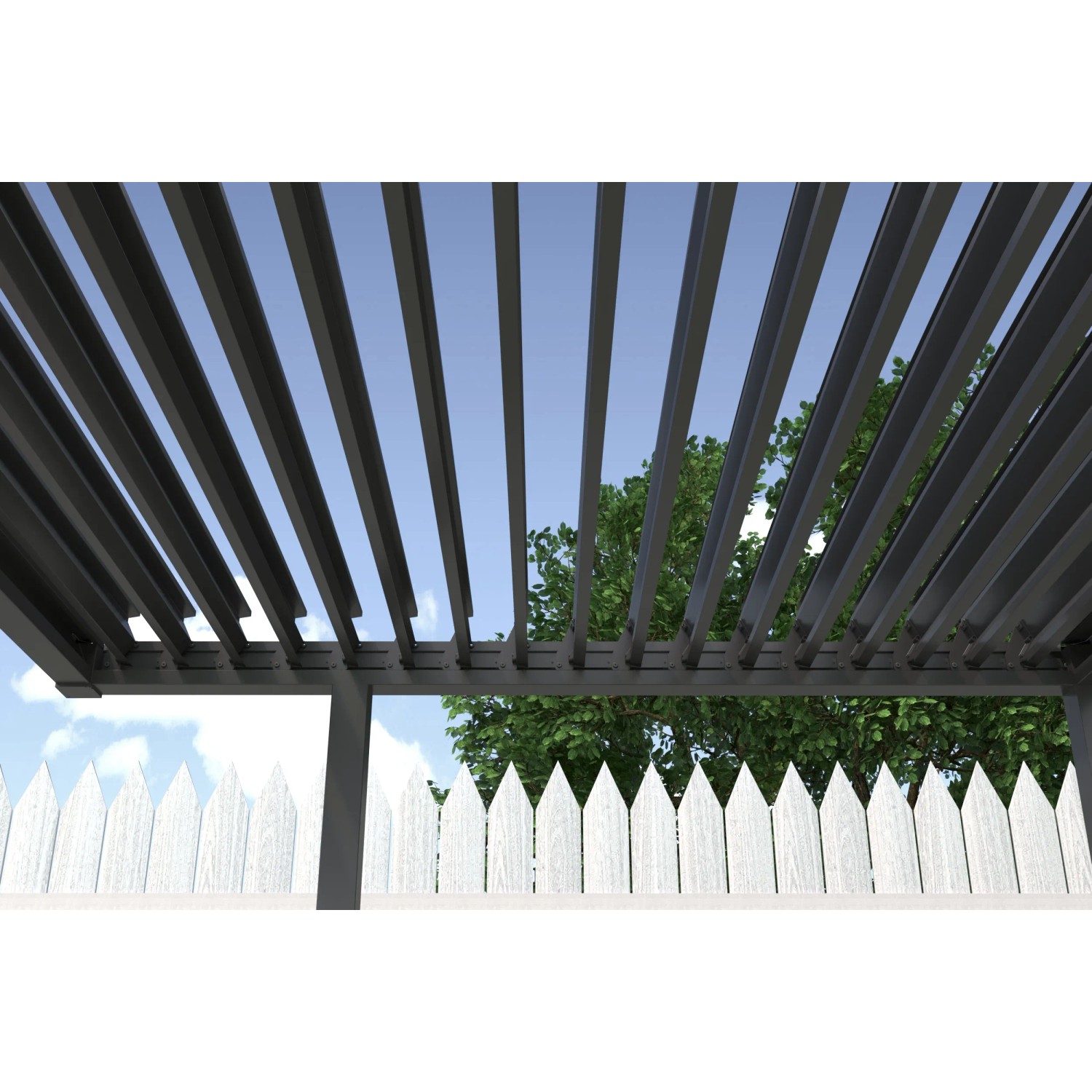MWH O88 BBQ Pergola 2.5x2.5m Anthrazit. Verstellbares Lamellendach für Sonnenschutz und Belüftung im Garten.