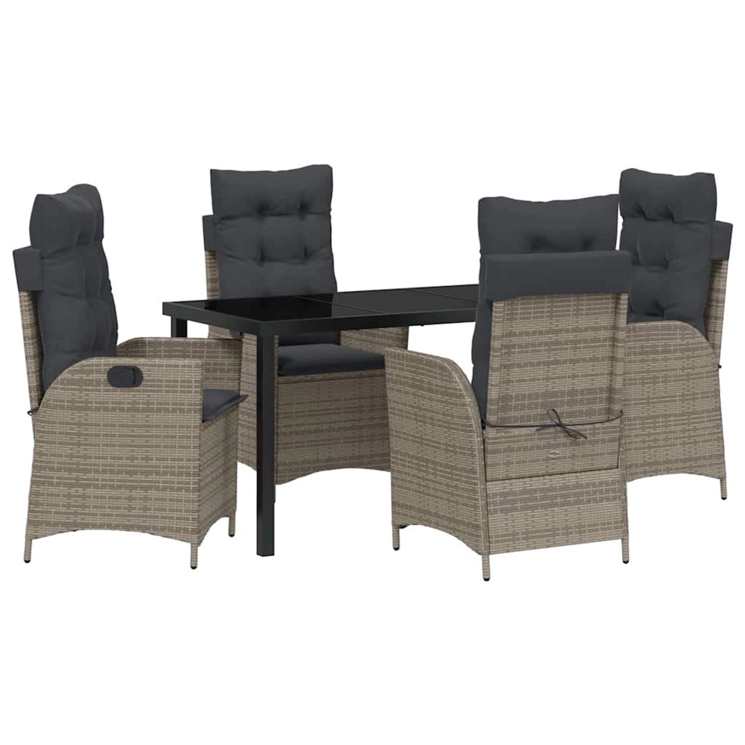 vidaXL Garten Essgruppe 5-Tlg Grau Poly Rattan 3380500 günstig online kaufen