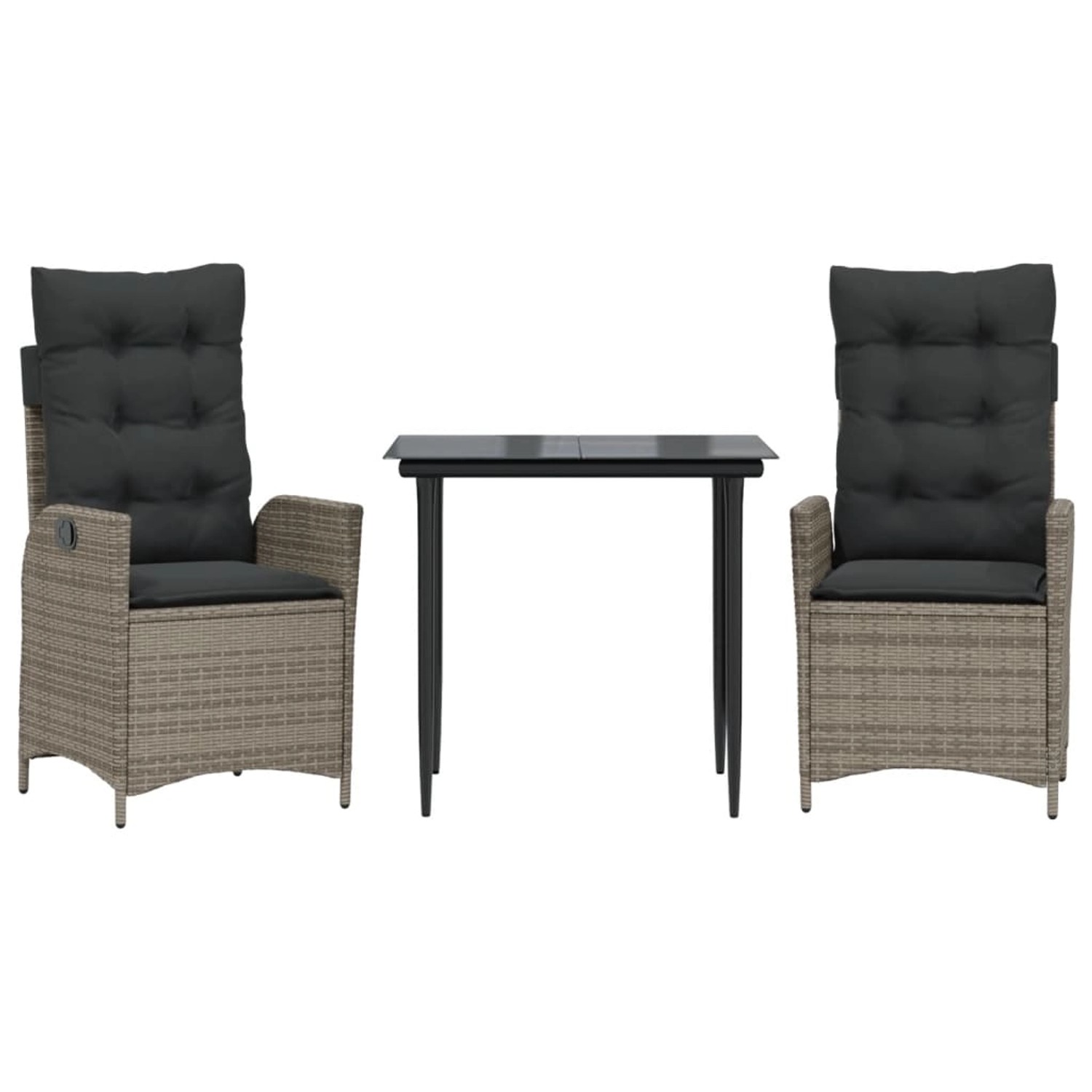 vidaXL 3-Tlg Garten-Essgruppe mit Kissen Grau Poly Rattan 3213214 günstig online kaufen