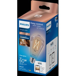 Philips Smart LED-Leuchtmittel 60W E27 Edison Filament im Einzelpack.