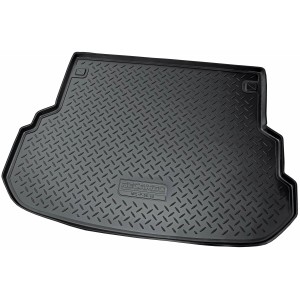 Schwarze Gummi Kofferraumwanne für Mercedes GLK-Klasse X204, passgenaues Autozubehör.
