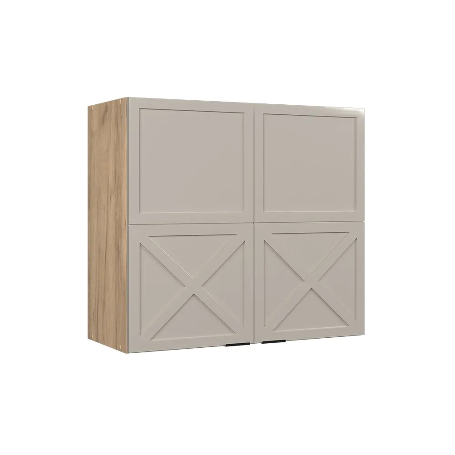 Vicco Hängeschrank Fame-Line Glashängeschrank GrauBeige 80 cm mit Goldkraft Eiche Korpus