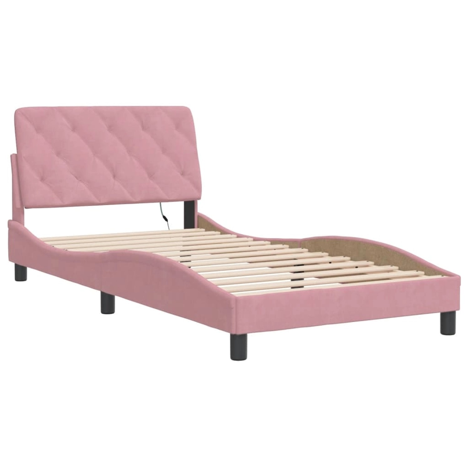 vidaXL Bettgestell mit LED ohne Matratze Rosa 100x200 cm Samt 3213842 günstig online kaufen