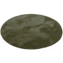 Runder, tannengrüner Fellteppich (160cm) von Pergamon Luxus Super Soft. Kurzflorteppich für Wohnzimmer und Schlafzimmer.