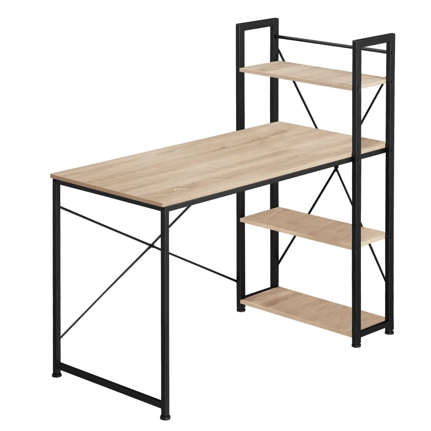 Tectake Computer Schreibtisch Hershey Industrial Style Holz und Stahl  122 x 61 x 120 cm Industrial Holz Hell  Eiche Sonoma