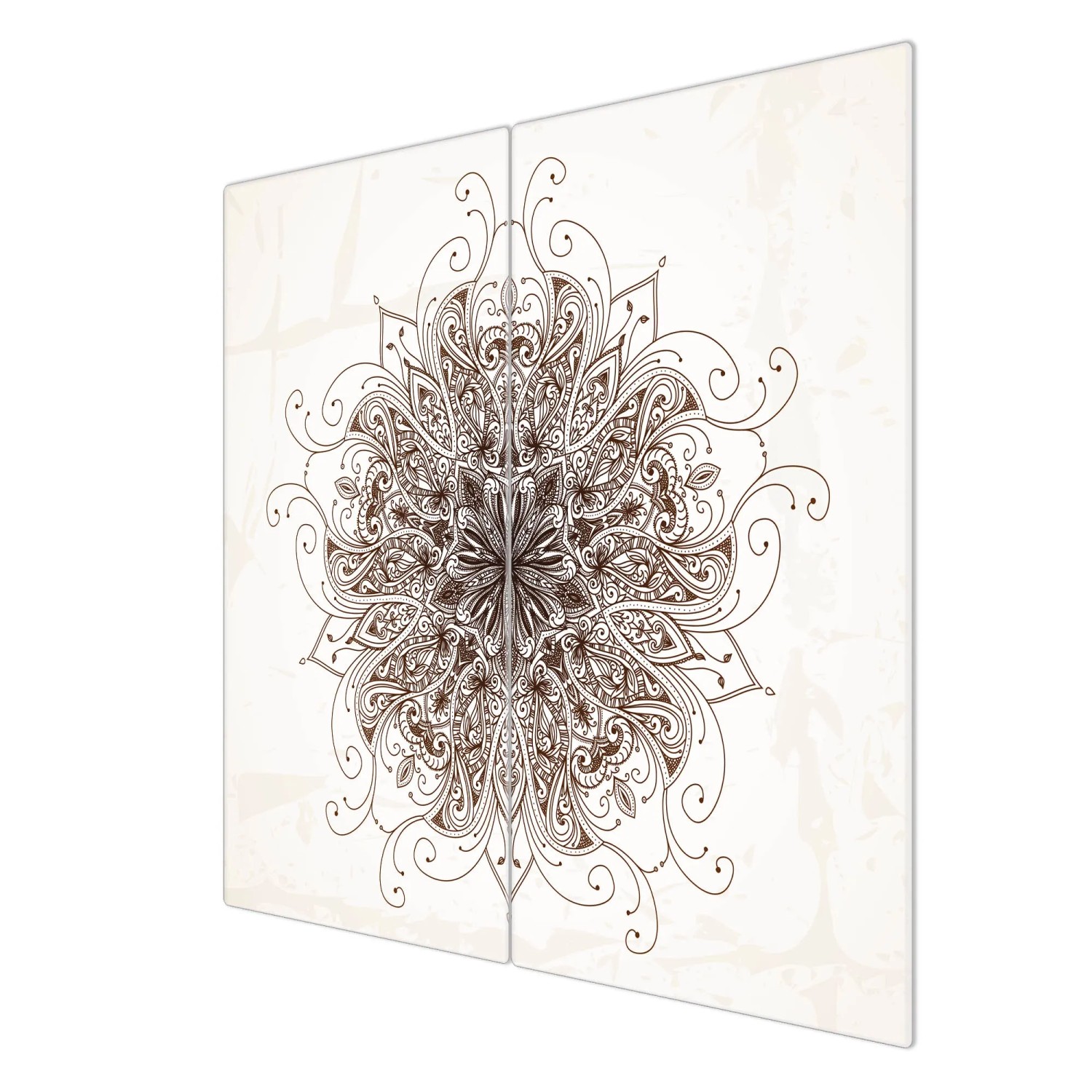 Banjado 2-teilige Herdabdeckplatte aus Glas mit Mehendi-Motiv, auch als Schneidebrett nutzbar.