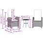 vidaXL Bistro-Set, 3-teilig, hellgraues Polyrattan, mit Kissen. Gartenmöbel für Balkon und Terrasse.