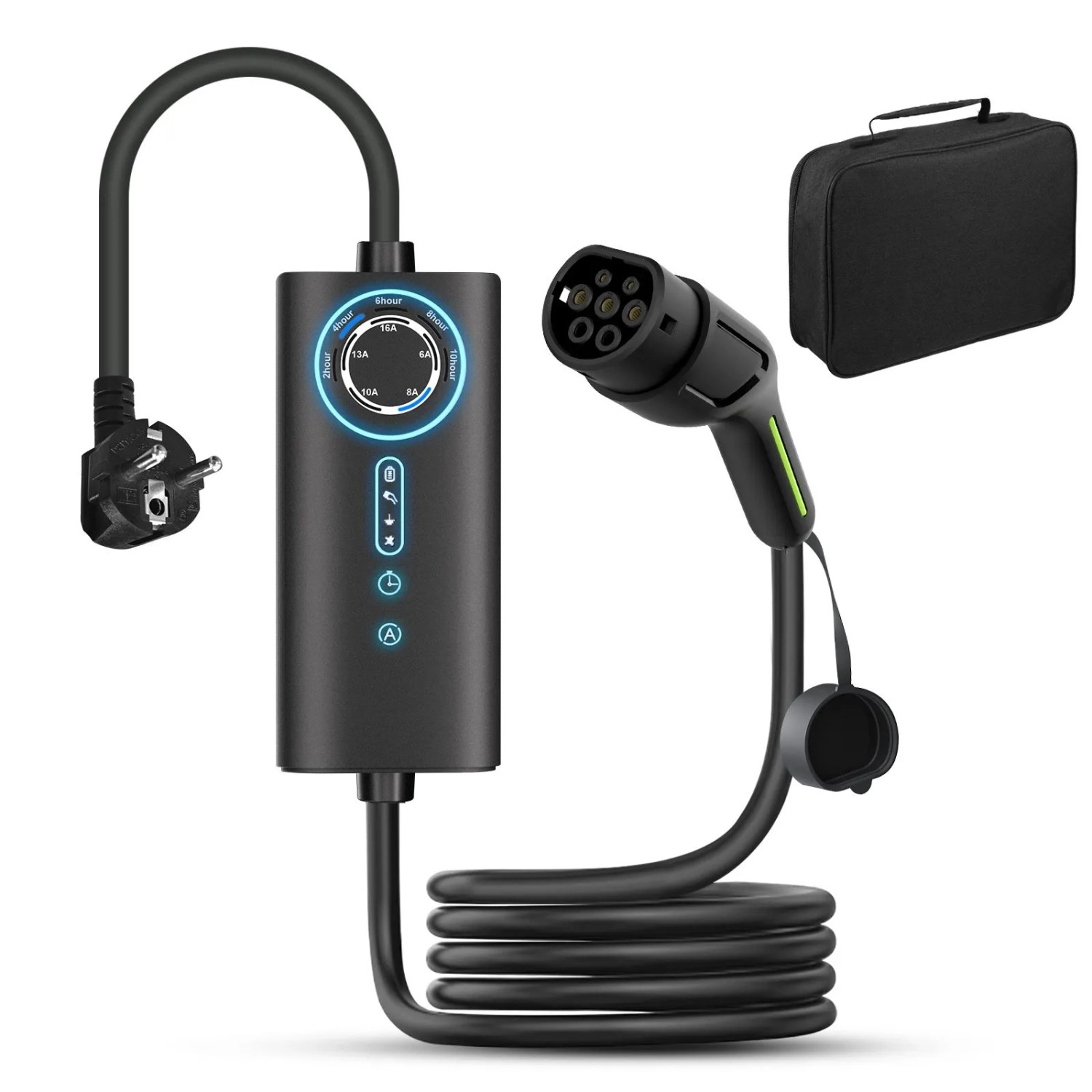 Junsun 3.5kW Typ 2 EV-Ladegerät 10m Kabel 1-phasig Inkl. Tasche Flexibler Stromanpassung 6-16A