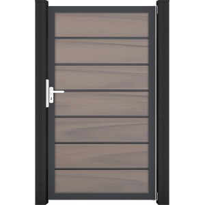 GroJa Solid Grande Premium Steckzauntor, 100x180 cm, Bi-Color Rahmen DB703. Sichtschutzzaun Tor.