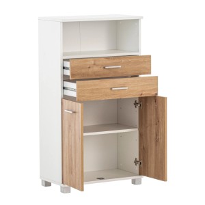 Schildmeyer Highboard Palermo in Weiß-Eiche Optik mit 2 Schubladen und Türen.