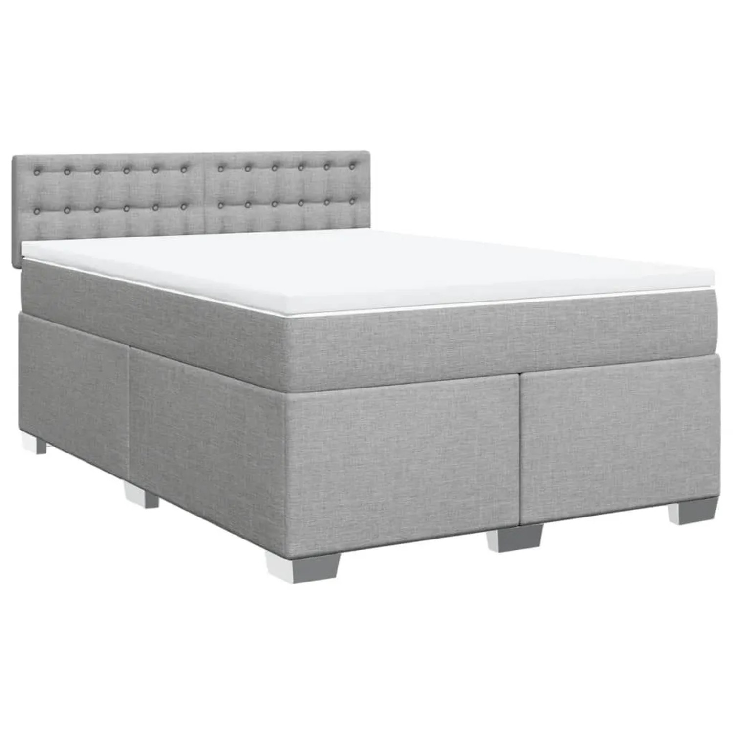vidaXL Boxspringbett mit Matratze Hellgrau 140x200 cm Stoff 3285925