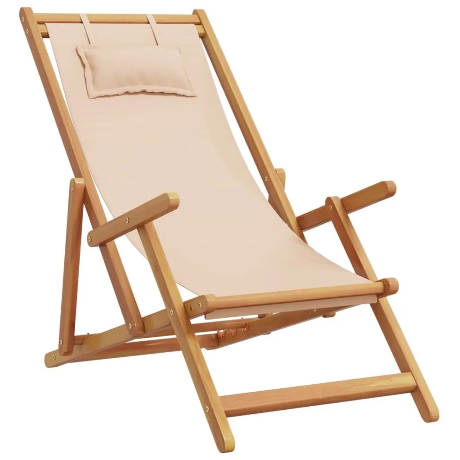 vidaXL Strandstuhl Klappbar Beige Massivholz Eukalyptus und Stoff 366560