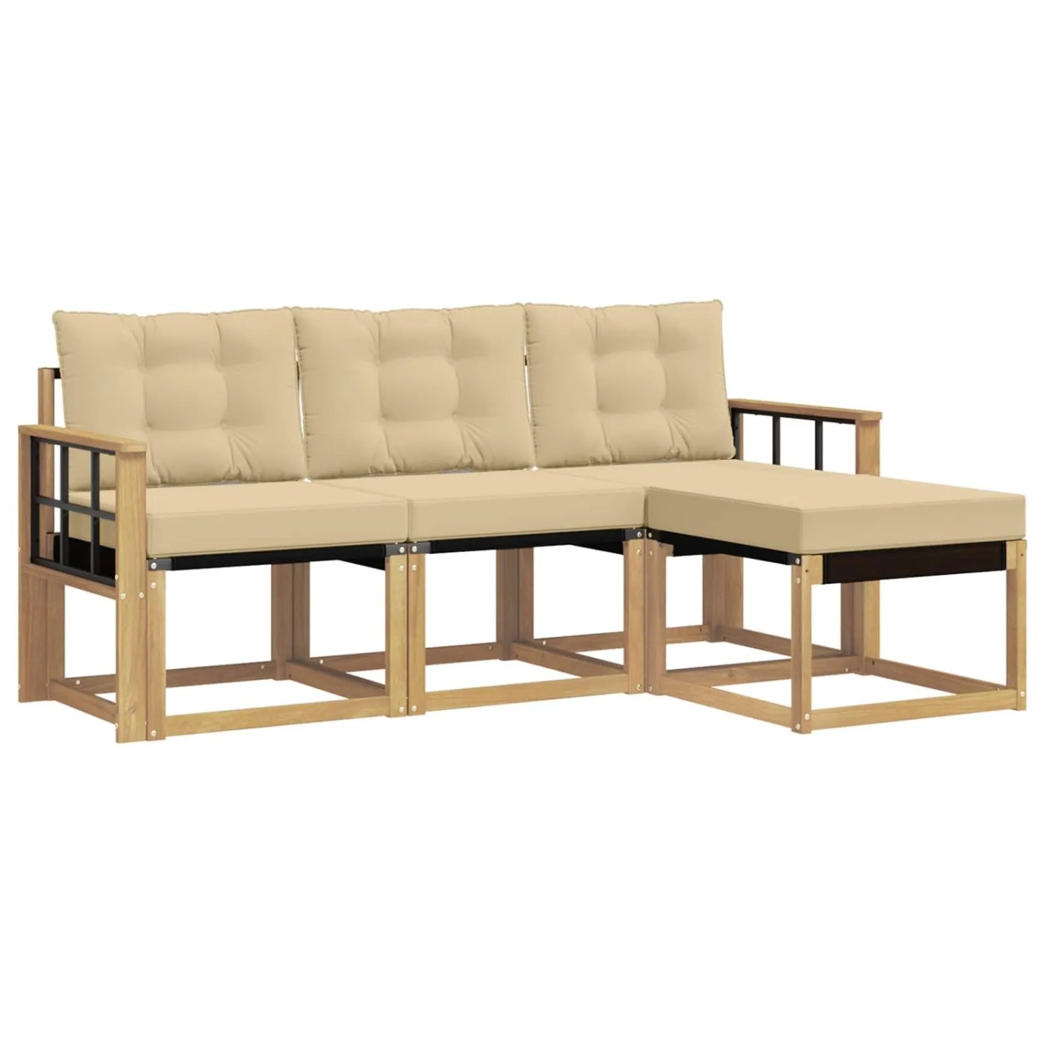 vidaXL Outdoor-Sofagarnitur mit Kissen 4-Tlg Weiß und Beige 3389363