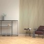 Denpanels Akustikpaneel Acu-Line Eiche Hell an Wand, kombiniert mit Möbeln in Wohnraum.