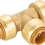 Steck-T-Stück Ø 15 mm aus Messing für Wasser- und Heizungsinstallationen.