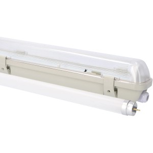 Graue LED-Feuchtraumleuchte, 150 cm, mit Sensor. Ideal für Keller und Garage.