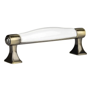 SOTECH Porzellangriff MARIE BA 96 mm Antik Messing Weiß