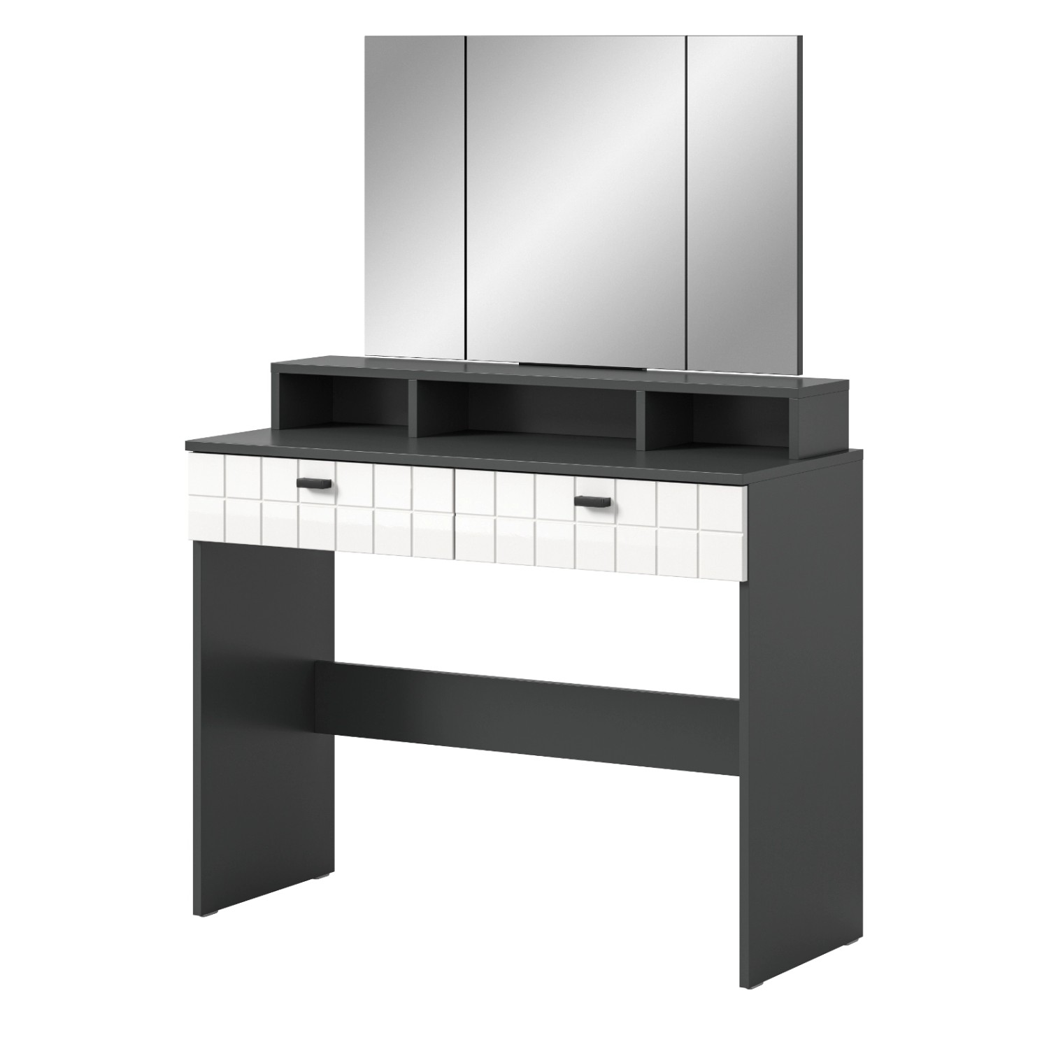 Inn.Furn Schminktisch in Weiß Hochglanz und Grau 100 cm Hakon günstig online kaufen