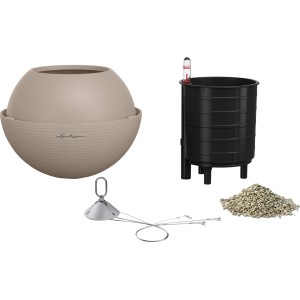 Lechuza Hängeampel Bola Color 23 Sandbraun, Ø 23 cm, mit Zubehör für die Bepflanzung.