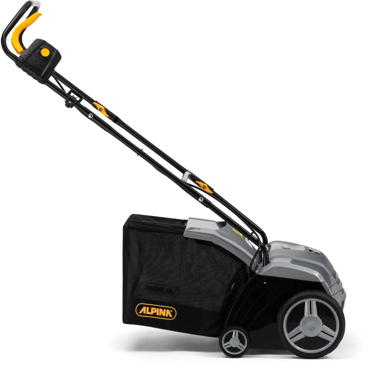 Alpina Elektro-Vertikutierer ASC 1.3 E mit Fangkorb, ideal zur Rasenpflege.