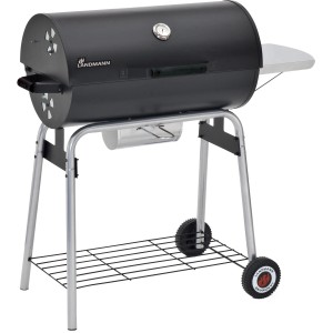 Landmann Holzkohlegrill Black Taurus 660 mit Rollen, Seitentisch und höhenverstellbarem Kohlerost.