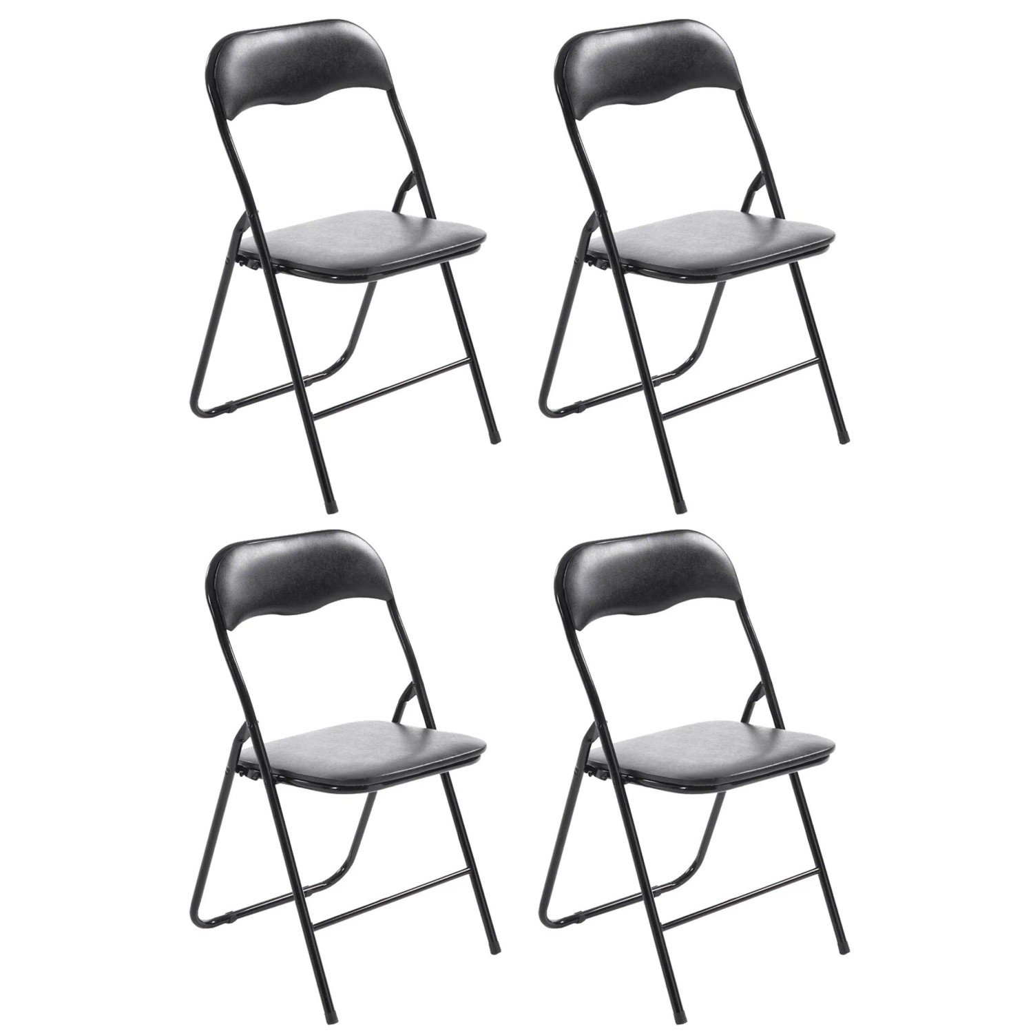 DELUKE 4er Set Klappstuhl PARIS Kunstleder Schwarz/schwarz 45x45x78cm Klappstühle 4er Set Küchenstühle Gartenstuhl Klapp...