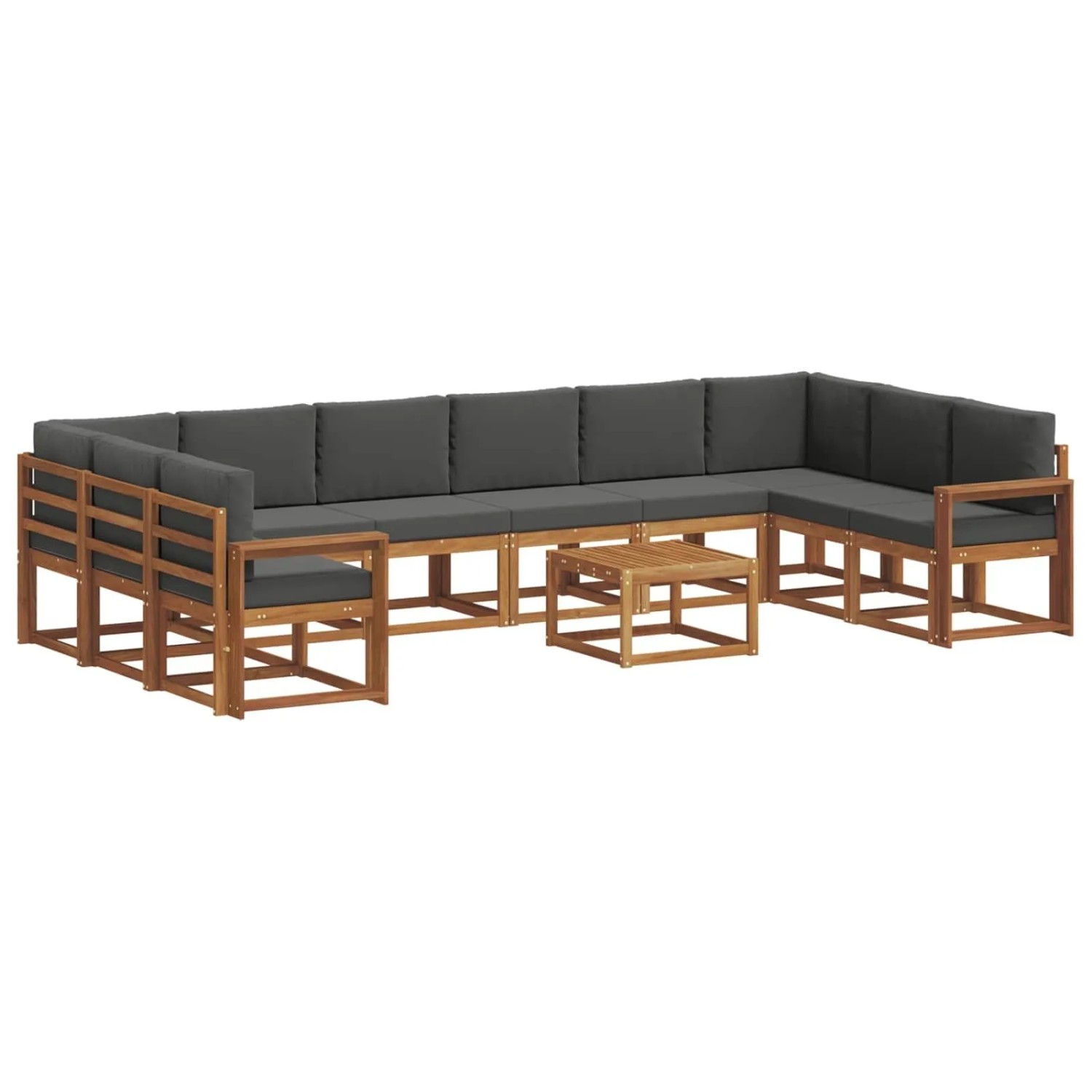 vidaXL Outdoor-Sofagarnitur mit Kissen 11-Tlg Natur und Anthrazit 3367095