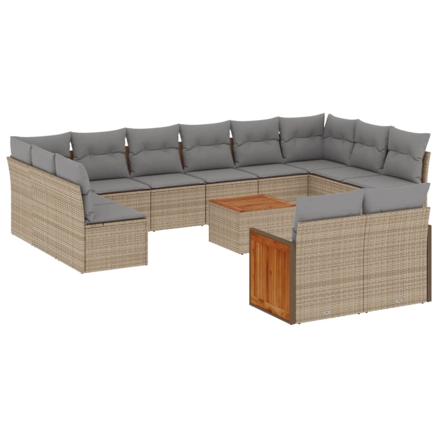 vidaXL 13-Tlg Garten-Sofagarnitur mit Kissen Beige Poly Rattan 3228131 günstig online kaufen