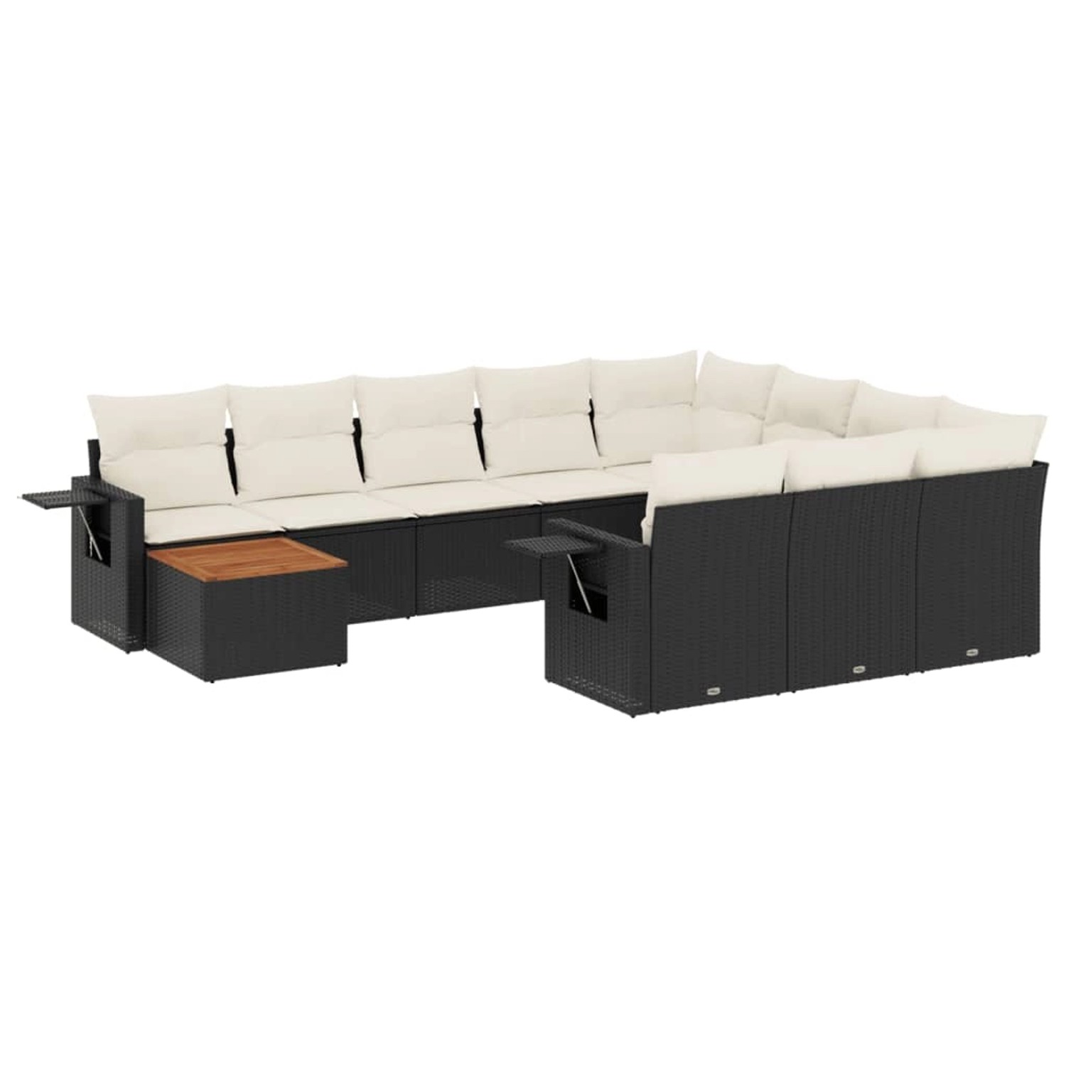 vidaXL 11-Tlg Garten-Sofagarnitur mit Kissen Schwarz Poly Rattan 3257078 günstig online kaufen