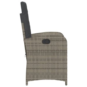 Verstellbarer Gartensessel aus grauem Poly Rattan mit Kissen (2er-Set).